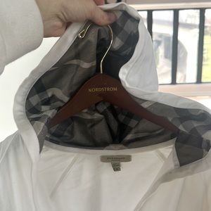 Burberry White Lightweight Hoodie with sparkle hood signature check pattern